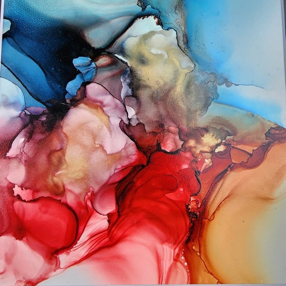Original Alcohol Ink on Grafix & Matted in Black - Picture 3 of 4